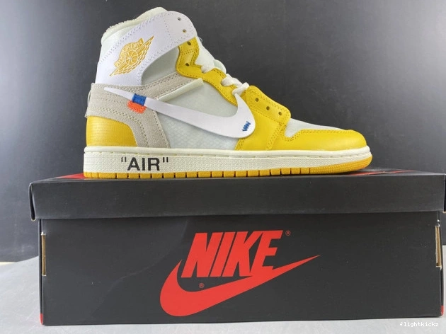 White AQ0818-149 Yellow-Cone Jordan Off-White Air Dark 1 NRG x Powder 0728
